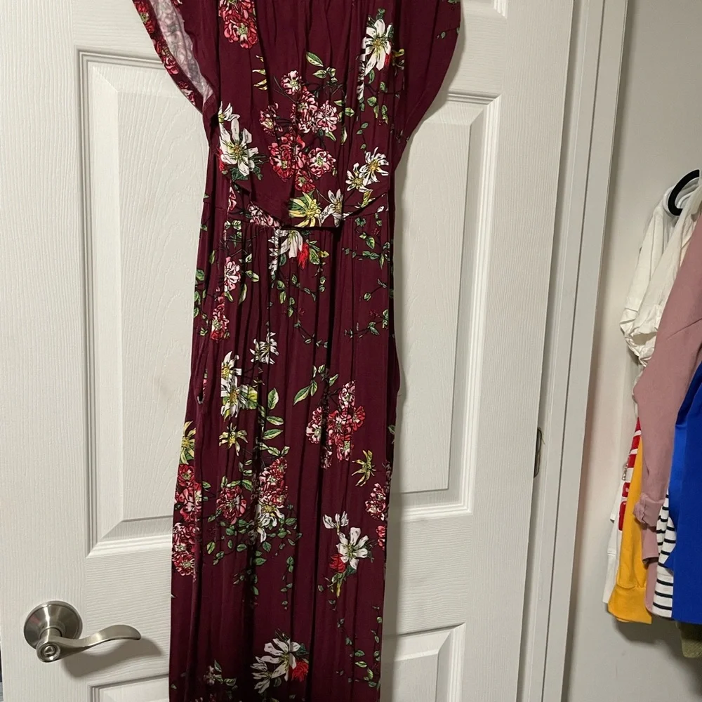 Womens Off The Shoulder Ruffle Side Split Maxi Dress - Picture 2 of 3